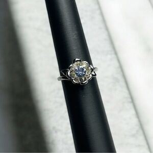 Blue Floral CZ Ring